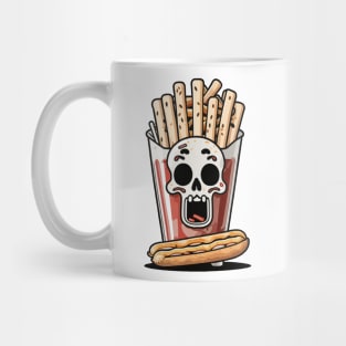 Fries, skull, and hotdog Mug